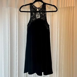 Urban Outfitters Ecotè XS Black Velvet Babydoll Dress w/ Lace